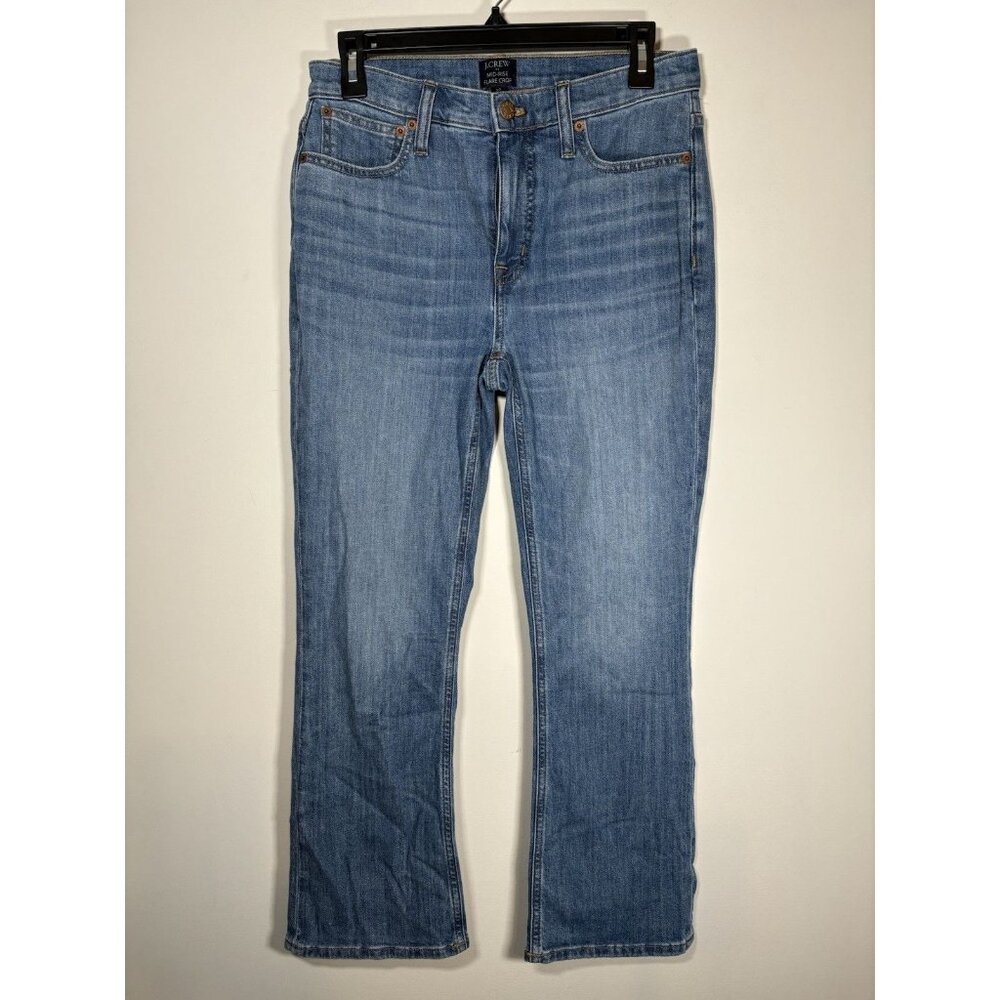 J. Crew Factory Women's Mid Wash Cropped Flare Jeans - Blue